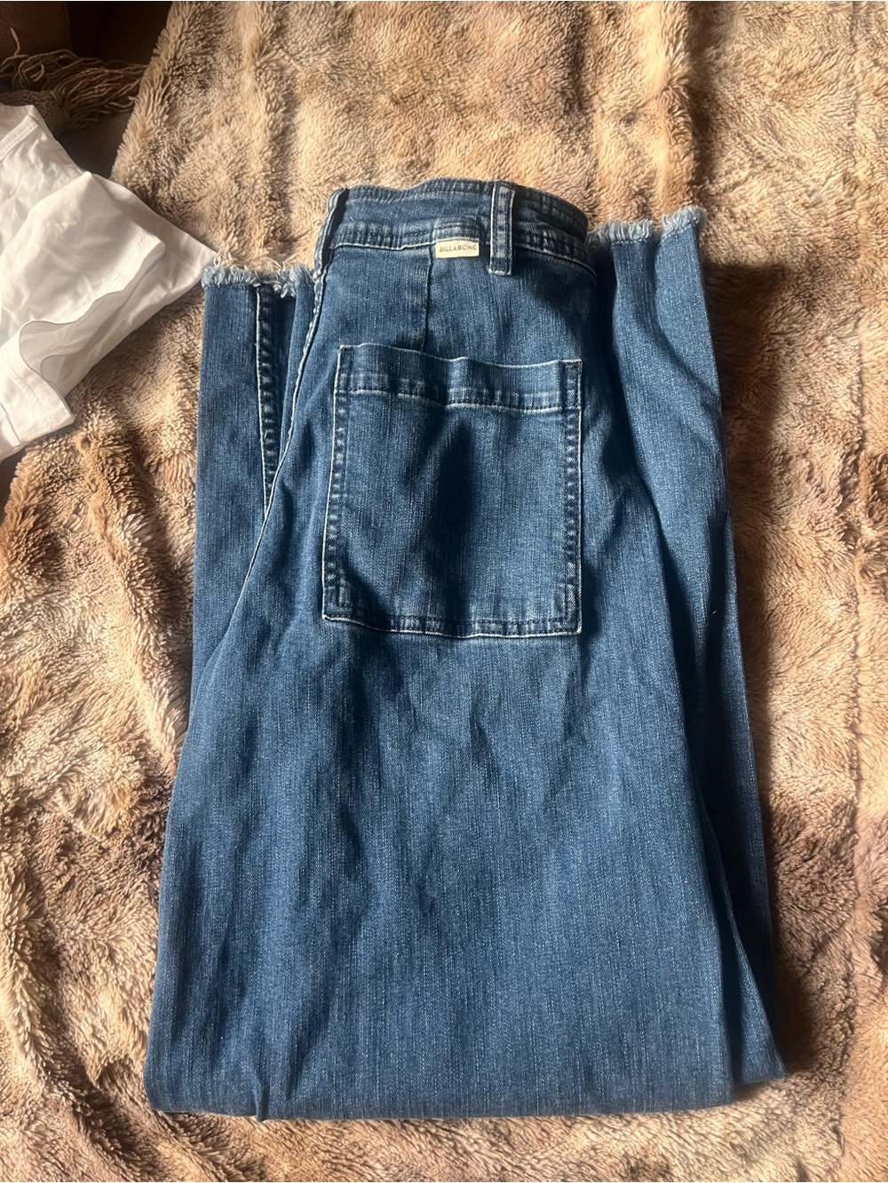 Billabong Women's Dark Blue Straight Leg Jeans with Raw Hem